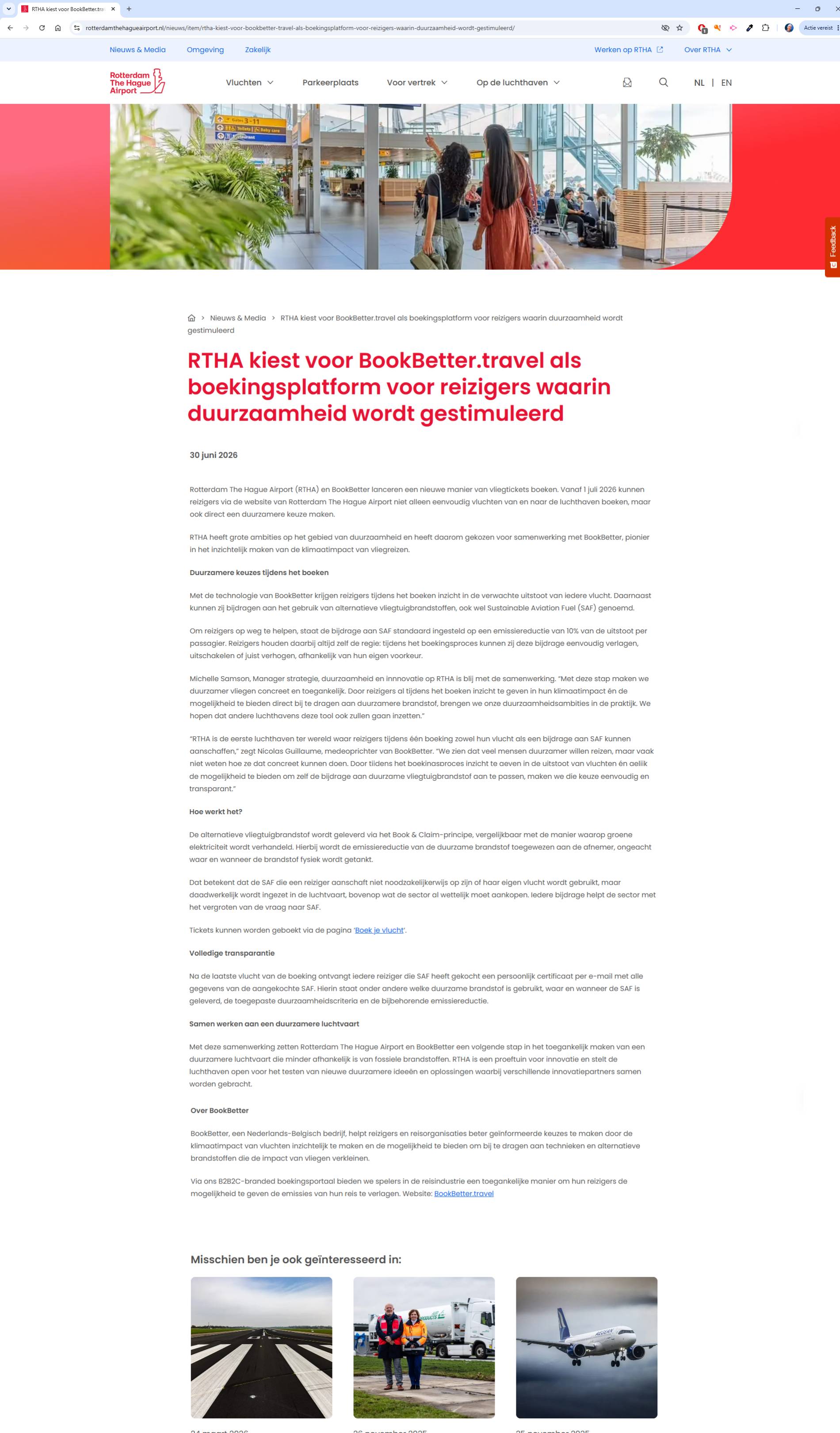 Greenwashing op website RTHA